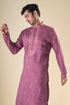 Shop_Arihant Rai Sinha_Purple , Satin Sequins, Embroidery Straight Kurta With Pyjama_Online_at_Aza_Fashions