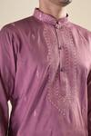 Arihant Rai Sinha_Purple , Satin Sequins, Embroidery Straight Kurta With Pyjama_at_Aza_Fashions