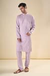 Buy_Aryavir Malhotra_Purple Silk Blend Embroidery Beads Floral Classic Kurta With Pyjama _at_Aza_Fashions