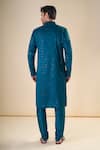 Shop_Aryavir Malhotra_Blue Silk Blend Embroidery Geometric Thread Classic Kurta With Pyjama _at_Aza_Fashions