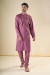 Buy_Aryavir Malhotra_Purple Silk Blend Embroidery Floral Thread Classic Kurta With Pyjama _Online_at_Aza_Fashions