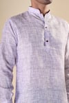 Buy_Aryavir Malhotra_Grey Cotton Print Abstract Checks Short Kurta 