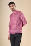 Aryavir Malhotra_Peach Cotton Print Abstract Shirt Style Short Kurta _at_Aza_Fashions