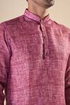 Buy_Aryavir Malhotra_Peach Cotton Print Abstract Shirt Style Short Kurta 