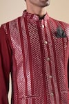 Aryavir Malhotra_Maroon Silk Blend Embellished Sequin Nehru Jacket _at_Aza_Fashions