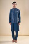Arihant Rai Sinha_Blue Silk Embroidery Sequin Embellished Navy Bundi_Online_at_Aza_Fashions