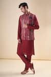 Buy_Aryavir Malhotra_Maroon Silk Blend Solid Kurta With Pyjama _at_Aza_Fashions