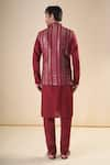 Shop_Aryavir Malhotra_Maroon Silk Blend Solid Kurta With Pyjama _at_Aza_Fashions