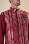 Shop_Aryavir Malhotra_Maroon Silk Blend Solid Kurta With Pyjama _Online_at_Aza_Fashions