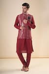 Buy_Aryavir Malhotra_Maroon Silk Blend Solid Kurta With Pyjama 