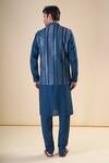 Shop_Aryavir Malhotra_Blue Silk Blend Solid Straight Kurta With Pyjama _at_Aza_Fashions