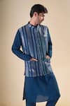 Aryavir Malhotra_Blue Silk Blend Solid Straight Kurta With Pyjama _at_Aza_Fashions