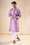 Buy Arihant Rai Sinha Purple , Satin Embroidery Thread Detailed Neck Kurta at Aza Fashions Buy_Arihant Rai Sinha_Purple , Satin Embroidery Thread Detailed Neck Kurta_at_Aza_Fashions