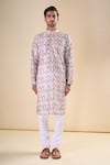 Aryavir Malhotra_Multi Color Cotton Geometric Pattern Kurta _Online_at_Aza_Fashions