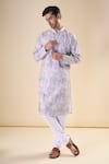 Buy_Aryavir Malhotra_Grey Cotton Geometric Pattern Kurta _at_Aza_Fashions