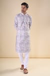 Buy_Aryavir Malhotra_Grey Cotton Geometric Pattern Kurta _Online_at_Aza_Fashions