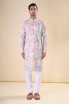 Aryavir Malhotra_Multi Color Cotton Abstract Pattern Straight Kurta _Online_at_Aza_Fashions