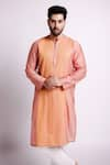 Buy_Bihart_Peach Chanderi Hand Embroidered Sujani Tarangini Kurta _at_Aza_Fashions