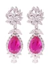 Buy_PRATA_Pink Zirconia Imperial Embellished Earrings _at_Aza_Fashions