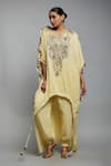 Buy_Payal Singhal_Yellow Muslin, Georgette Tassels Flower Vine Hand Embroidered Kurta With Pant _at_Aza_Fashions
