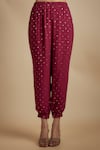 Payal Singhal_Maroon Muslin, Georgette Tassels, Embroidery, Flower Vine Kurta With Pant _Online_at_Aza_Fashions