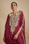 Buy_Payal Singhal_Maroon Muslin, Georgette Tassels, Embroidery, Flower Vine Kurta With Pant _Online_at_Aza_Fashions