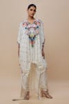Buy_Payal Singhal_Off White Muslin, Georgette Tassels, 3d Floral High Low Kurta With Pant _at_Aza_Fashions