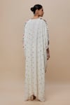 Shop_Payal Singhal_Off White Muslin, Georgette Tassels, 3d Floral High Low Kurta With Pant _at_Aza_Fashions