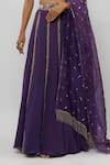 Payal Singhal_Purple Georgette Hand Embroidery 3d Floral Square Neck Bloom Blouse Lehenga Set _Online_at_Aza_Fashions