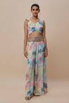 Buy_Payal Singhal_Multi Color Crepe Print Euphoria Bloom Leaf Neck Choli With Palazzo _at_Aza_Fashions