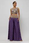 Buy_Payal Singhal_Purple Georgette Embroidery Blossom U Neck Choli With Palazzo _at_Aza_Fashions