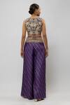 Shop_Payal Singhal_Purple Georgette Embroidery Blossom U Neck Choli With Palazzo _at_Aza_Fashions