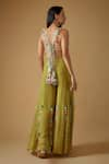 Shop_Payal Singhal_Green Georgette Embroidery Safari Halter Neck Back Tie Up Choli With Sharara _at_Aza_Fashions