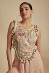 Buy_Payal Singhal_Pink Georgette Embroidery Jungle Wonder Halter Back Tie Up Choli With Sharara _Online_at_Aza_Fashions