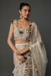 Buy_Payal Singhal_Off White Georgette Embroidery Mukaish Square Neck Bahar Shamiyana Lehenga Set _Online_at_Aza_Fashions