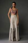 Buy_Payal Singhal_Off White Georgette Embroidery Mirror V Neck Kutch Bloom Choli With Sharara _at_Aza_Fashions