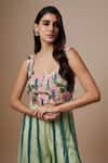 Buy_Payal Singhal_Green Georgette Embroidery Bead Scoop Neck Peony Bloom Bustier With Sharara _Online_at_Aza_Fashions