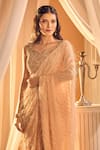 Alaya Advani_Peach Blouse Net Embellished Sequins Pre-draped Feather Saree With Embroidered _Online_at_Aza_Fashions