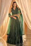 Shop_Alaya Advani_Green Blouse Net Applique Embroidered Tropical Pattern V Sequin Lehenga Set _Online_at_Aza_Fashions