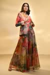 Alaya Advani_Multi Color Tissue Printed Big Florals Notched Lapel Blazer And Flared Pant Set _Online_at_Aza_Fashions