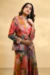 Buy_Alaya Advani_Multi Color Tissue Printed Big Florals Notched Lapel Blazer And Flared Pant Set _Online_at_Aza_Fashions