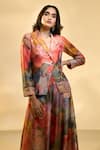 Alaya Advani_Multi Color Tissue Printed Big Florals Notched Lapel Blazer And Flared Pant Set _at_Aza_Fashions