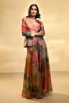 Buy_Alaya Advani_Multi Color Tissue Printed Big Florals Notched Lapel Blazer And Flared Pant Set _Online