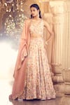 Buy_Alaya Advani_Orange Silk Printed Floral Leaf Lehenga Set _at_Aza_Fashions