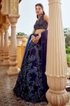 Shop_Alaya Advani_Blue Blouse And Dupatta Net Embroidered Sequins V Neck Lehenga Set _at_Aza_Fashions