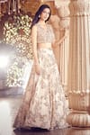 Shop_Alaya Advani_Gold Blouse And Dupatta Net Embroidered Sequins V Neck Tropical Lehenga Set _at_Aza_Fashions