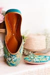 Buy_Amaryllis For Her_Blue Sequin Azure Blossom Embroidered Juttis _at_Aza_Fashions