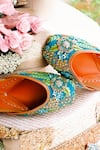 Amaryllis For Her_Blue Sequin Azure Blossom Embroidered Juttis _Online_at_Aza_Fashions