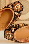 Amaryllis For Her_Black Zardozi Phool And Pearl Embroidered Juttis _Online_at_Aza_Fashions