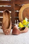 Buy_Amaryllis For Her_Brown Thread Coco And Pearl Embroidered Juttis _at_Aza_Fashions